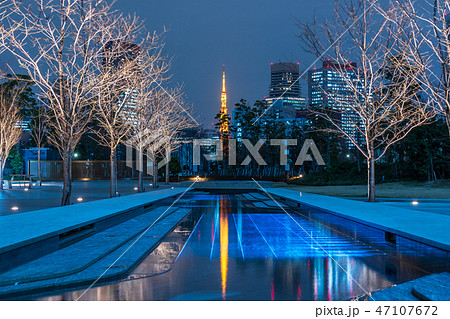 都市風景　品川シーズンテラスから見る東京タワー　冬 47107672