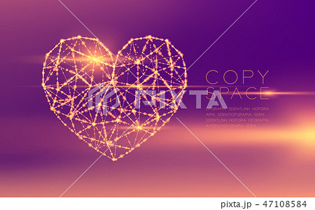 Heart icon wireframe polygon futuristic bokeh 47108584