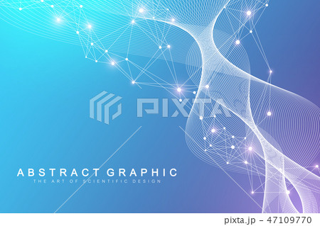 Big Genomic Data Visualization. DNA helix, DNA strand, DNA Test. Molecule or atom, neurons. Abstract 47109770