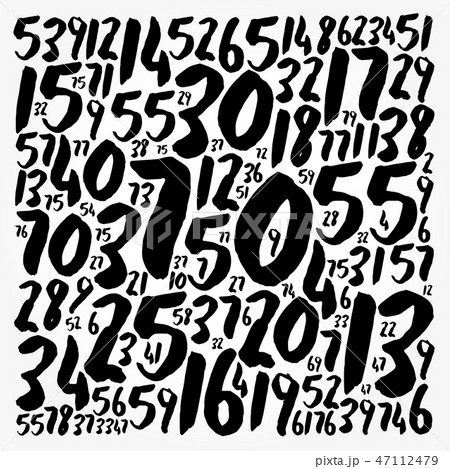 Numbers text cloud collage, concept 47112479