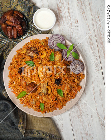 Saudi style spicy chicken and rice dish. 47114275