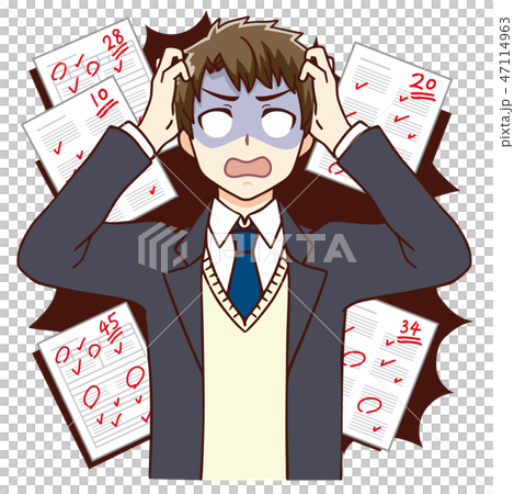 Boy student test red point shock Boy student test red point shock 47114963