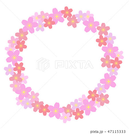 桜の花 円のフレームのイラスト素材