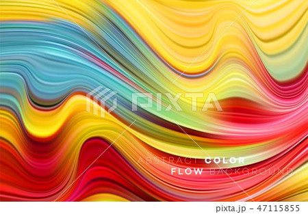 Modern colorful flow poster. Wave Liquid shape in black color background. Art design for your design 47115855