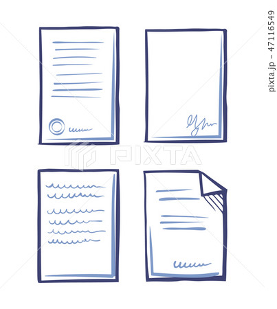 Paperwork Documents Line Art Icons in Sketch Style 47116549