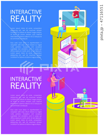 Interactive Reality Man Set Vector Illustration 47116551
