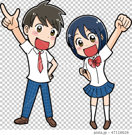 学生のイラスト素材 男女セット 夏服のイラスト素材 学生のイラスト素材 男女セット 夏服のイラスト素材