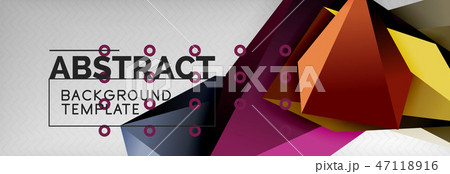 Bright colorful triangular poly 3d composition, abstract geometric background, minimal design 47118916