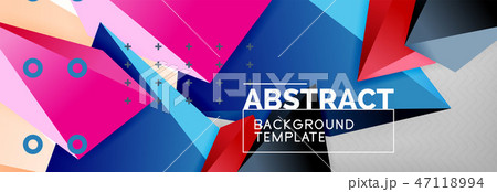 Bright colorful triangular poly 3d composition, abstract geometric background, minimal design 47118994
