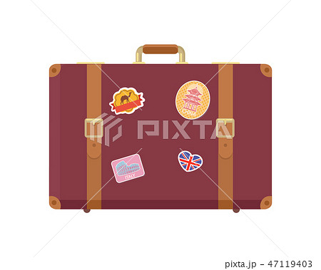 Luggage with Stickers of Landmarks Set Vector 47119403