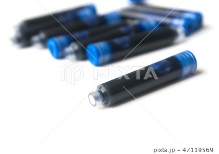 plastic cartridge of ink on white background 47119569
