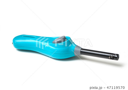 closeup of blue lighter on white background 47119570