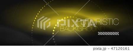 Glowing neon circle line dots, round line design, abstract style on black background. Neon abstract 47120161