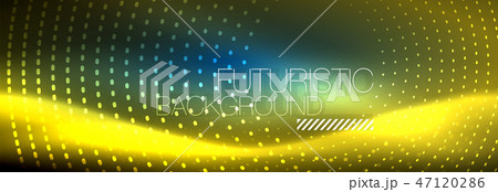 Glowing neon circle line dots, round line design, abstract style on black background. Neon abstract 47120286