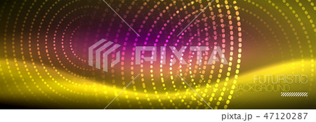Yellow neon abstract background with dotted circles Yellow neon abstract background with dotted circles 47120287