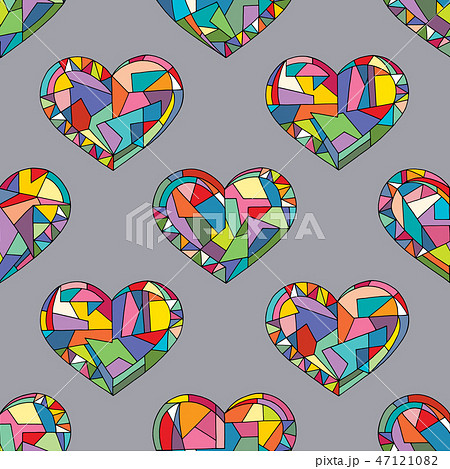Hearts hand drawn vector seamless pattern. 47121082