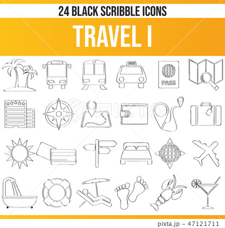 Scribble Black Icon Set Travel I Scribble Black Icon Set Travel I 47121711