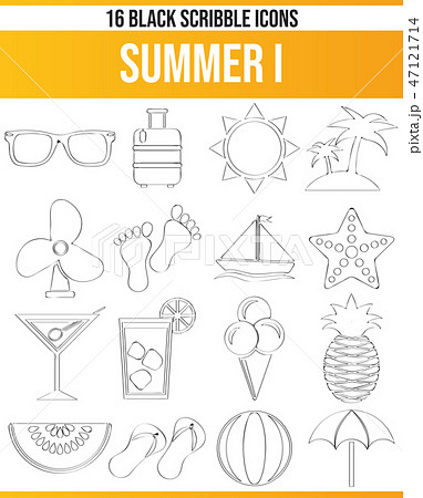 Scribble Black Icon Set Summer I 47121714