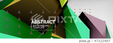 Bright colorful triangular poly 3d composition, abstract geometric background, minimal design 47122407