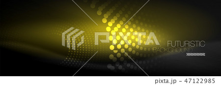 Glowing neon circle line dots, round line design, abstract style on black background. Neon abstract 47122985