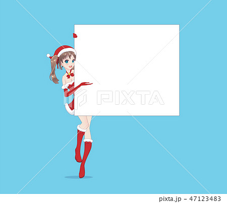 Japanese Asian woman looks out from behind poste 47123483