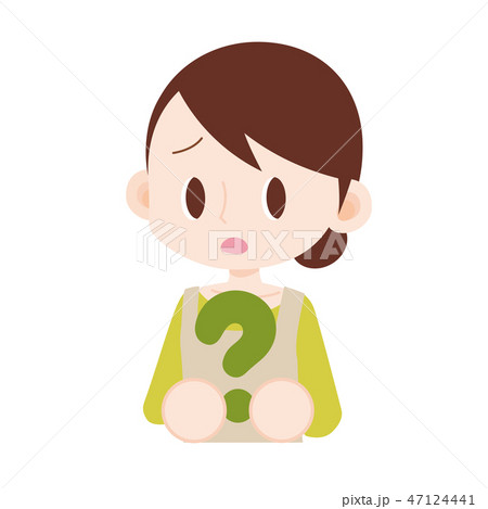 エプロン主婦　疑問を持つ　わからない 47124441