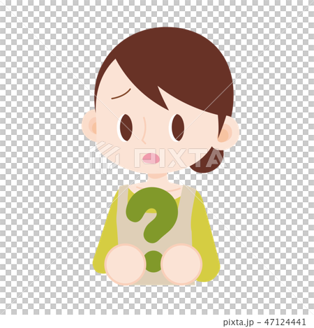 エプロン主婦　疑問を持つ　わからない 47124441