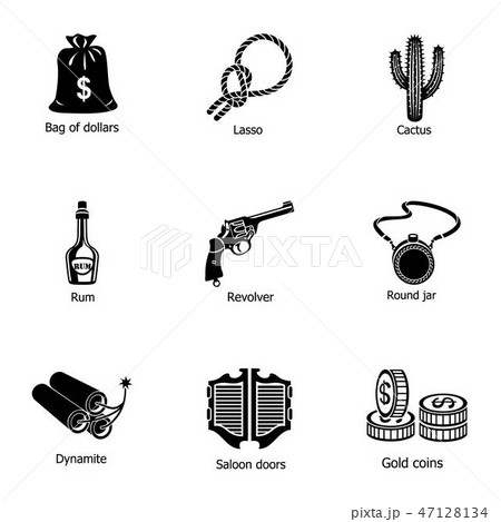Saloon icons set, simple style Saloon icons set, simple style 47128134