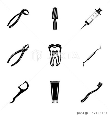 Pull a tooth icons set, simple style 47128423