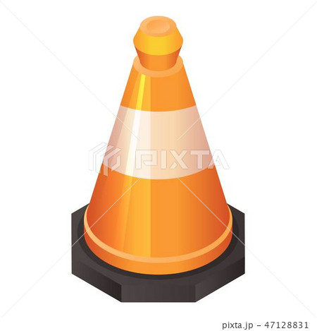 Orange road cone icon, isometric style Orange road cone icon, isometric style 47128831
