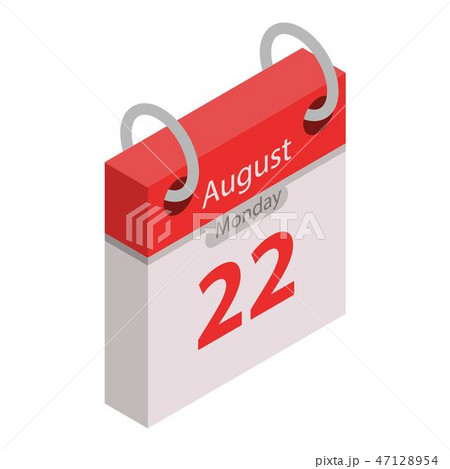 Calendar 22 august holiday icon, isometric style Calendar 22 august holiday icon, isometric style 47128954