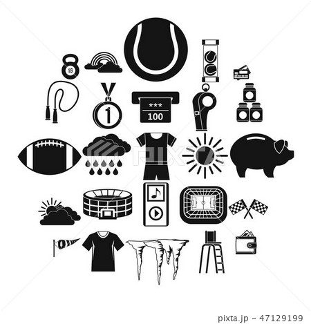 Tennis icons set, simple style 47129199