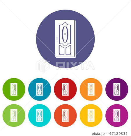 Wooden door icons set vector color Wooden door icons set vector color 47129335