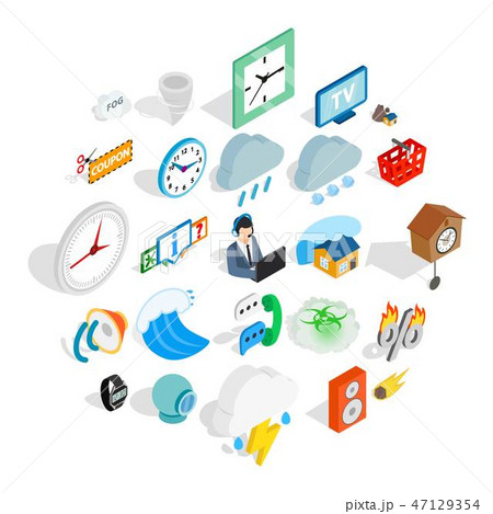 Temporary problem icons set, isometric style 47129354