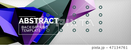 Bright colorful triangular poly 3d composition, abstract geometric background, minimal design 47134761