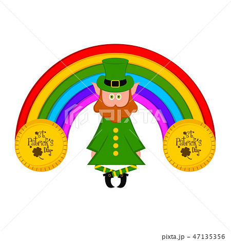 Irish elf with a rainbow Irish elf with a rainbow 47135356