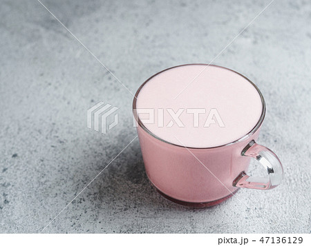 Pink beetroot latte or red velvet latte 47136129