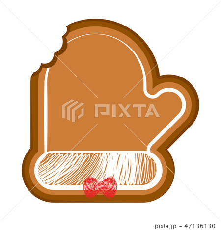 Isolated bitten christmas glove gingerbread 47136130