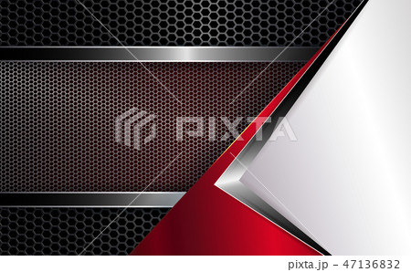 Geometric background with white corner and grooved mesh frame with shiny edging. Geometric background with white corner and grooved mesh frame with shiny edging. 47136832