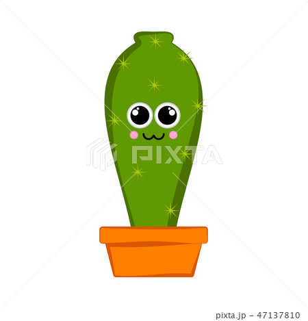 Happy cactus in a flower pot 47137810