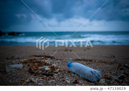 Plastic, garbage, bottle pollution on the beach Plastic, garbage, bottle pollution on the beach 47139029