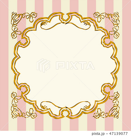 金属の質感のバロック調のフレーム 飾り罫 飾り囲み 背景あり ゴールド 金 ベクターデータのイラスト素材