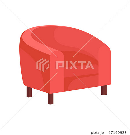Flat vector icon of cozy armchair with pink upholstery. Soft tub chair for living room. Cushioned Flat vector icon of cozy armchair with pink upholstery. Soft tub chair for living room. Cushioned 47140923