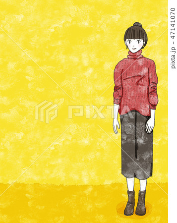 ニットの女の子 黄色 ニットの女の子 黄色 47141070