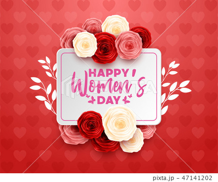 Happy International Women's Day with hearts backgr Happy International Women's Day with hearts backgr 47141202