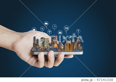Smart city, 5g, internet, blockchain technology 47141330