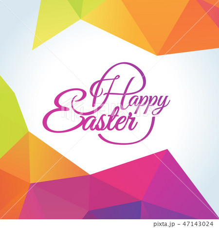 Vector Happy Easter text logo on triangle pattern Vector Happy Easter text logo on triangle pattern 47143024