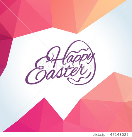 Vector Happy Easter text logo on triangle pattern 47143025