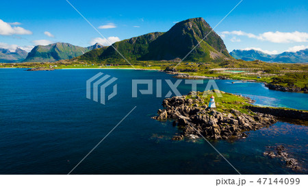 Lighthouse Hovsund Lofoten Islands Norway Lighthouse Hovsund Lofoten Islands Norway 47144099