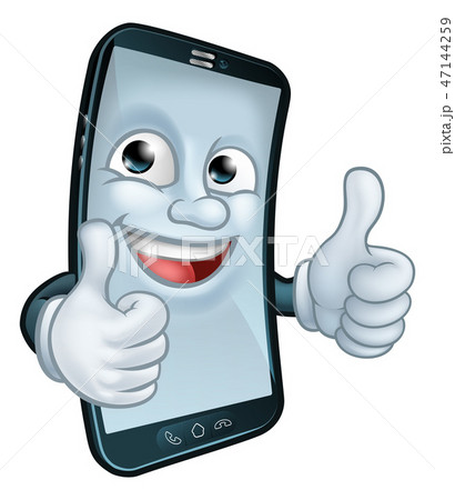 Mobile Phone Thumbs Up Cartoon Mascot Mobile Phone Thumbs Up Cartoon Mascot 47144259